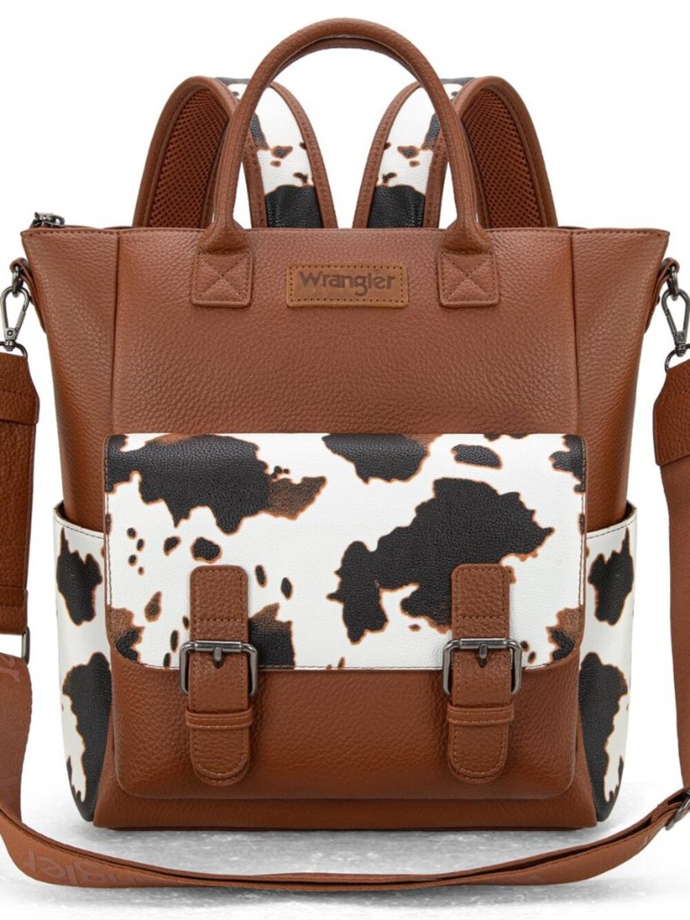 Wrangler Backpack Purse for Women Convertible Shoulder Handbag Cow-Brown